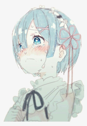 Rem Anime Animesad Animesadgirl Bluehair Cry Maid Rezer - Rem Glare Re Zero #3843763