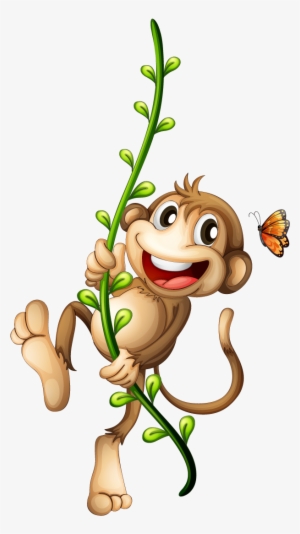 Monkey On A Vine Cartoon Clip Art - Monkey On Tree Cartoon - Free ...