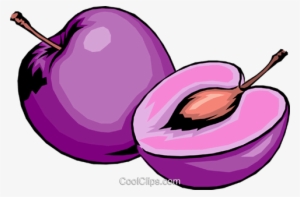 Sliced Plums Royalty Free Vector Clip Art Illustration - Purple Fruits Clip Art #3846280