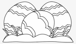 Big Black And White Easter Eggs In The Grass - Easter Eggs Clipart Black And White #3853585