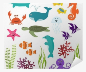 Set Of Sea Animals Wall Clock #3854593