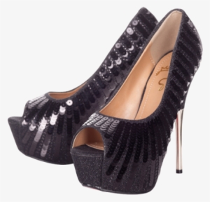 Ugg Boots Glitter 5 Png - Black Sequin Peep Toe Pump Shoes #3855121