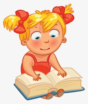 Cartoon Girl Reading - Reading Children Background #3855899