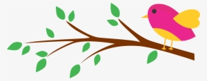 Pajarito En Rama Png - Rama Con Hojas Png #3856868