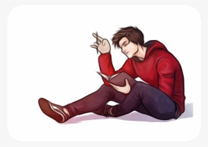 Guy Sitting Thinking Reading Man Studying - Spider Man Studying #3857938