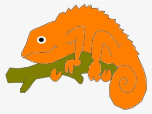 Small - Orange Chameleon Clip Art #3858088