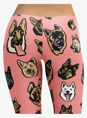 German Shepherd Dog Art Illustration Pattern On Leggings - Art #3862978