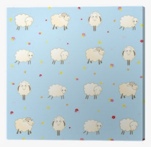 Blue Baby Wallpaper With Sheep Canvas Print • Pixers® - Sheep #3865654