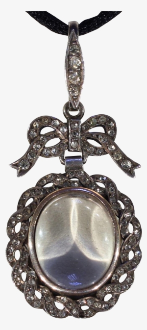 Antique Edwardian Silver Paste Frame Locket Pendant - Pendant #3866772