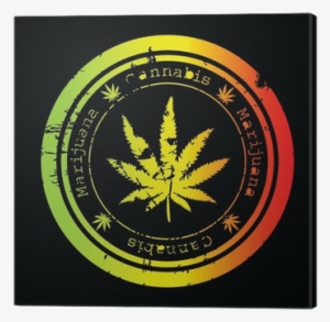 Grunge Stamp With Marijuana Leaf Canvas Print • Pixers® - Imagenes Tuani De Marihuana #3867116