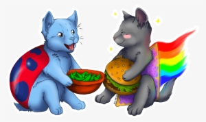 Catbug And Nyan Cat Sharing Nummy Stuffs >w< Art© - Nyan Cat And Catbug #3867853