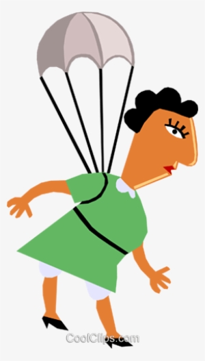 Woman With A Parachute Royalty Free Vector Clip Art #3870611