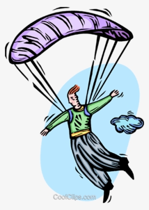 Man Floating To Earth With A Parachute Royalty Free - Parachute #3870795