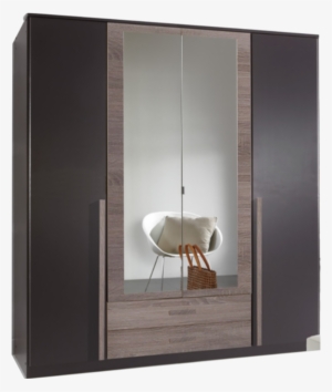 Gamma - Rio 4 Door 2 Drawer Glossed Mirrored Wardrobe Dark #3872132