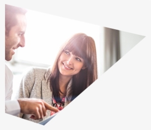 Two People Talking And Pointing At An Ipad - Hombre Y Mujer Hd #3874626