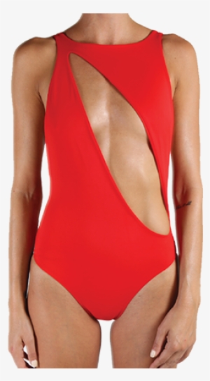 Slash Cut Out One Piece - One-piece Swimsuit #3874769