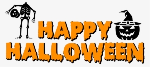 Happy Halloween Skeleton And Pumpkin With Witch Hat - Halloween #3877109