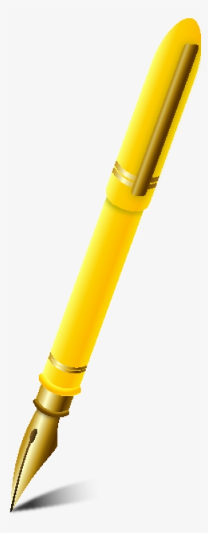 Fountain Pen Yellow - Cartoon Picture Of Pencil #3877741