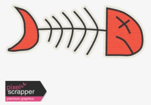 Red Fish Bone Sticker - Cat Clipart Fish #3881241