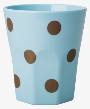 Large Blue Melamine Cup With Gold Polka Dots #3881968