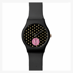 Elegant Black And Gold Polka Dots Wristwatches - Swimming Pool #3882452