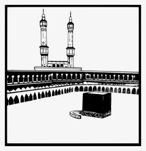 Mecca Black And White Clipart Kaaba Great Mosque Of - Gambar Ka Bah Vector #3882913