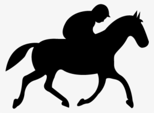 Running Horse With Jockey Black Silhouette From Side - Horse Riding Icon Png #3886569