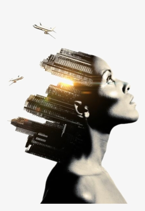 Urban Creative Material Creative City Fills Woman Head - Related To Psychology #3887580