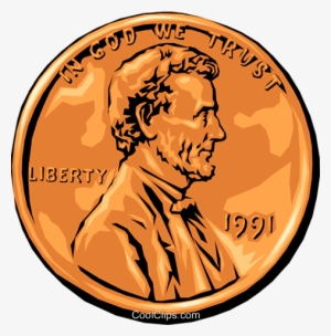 Lincoln Penny Royalty Free Vector Clip Art Illustration - Coin Clipart #3889418