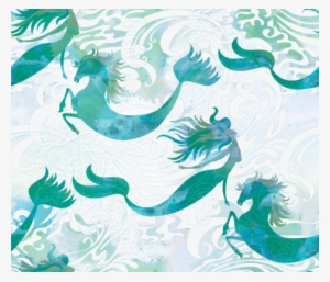 Mermaids & Seahorses In Sea Green Fabric By Pinkowlet - Pacific Purple Sea Urchin #3890467