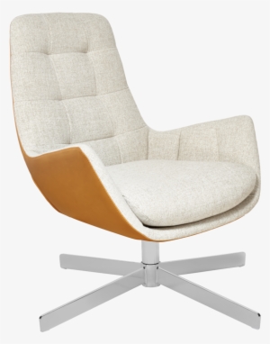 Armchair Made Of Fabric, Beige Marl And Brown Leather #3891226