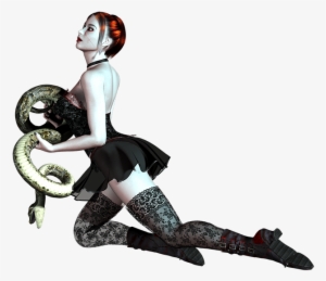 Girl Kneeling Snake Red Hair Dress Pose 3d Png - Girl #3894320