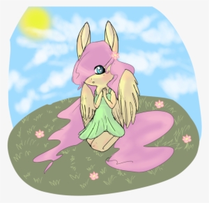 Dogjaws, Clothes, Dress, Fluttershy, Kneeling, Looking - Cartoon #3894764