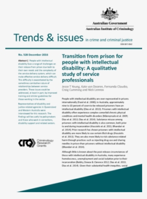 Transition From Prison For People With Intellectual - Australian Government #3896658