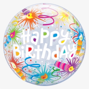 22" Happy Birthday Lit Candles Bubble Balloon - Clear Happy Birthday Balloons #3897926