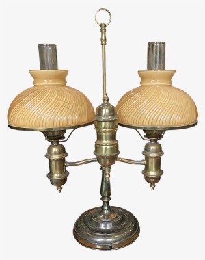 Antique 19th Century Electrified Double Student Oil - Light Fixture #3899416