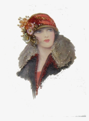 Vintage Woman With Beading - Vintage Transparent Idyllic Clipart #392093