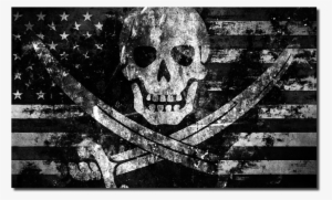 American High Seas Raider Flag Decal - Jolly Roger Pirate Flag Skull Art 24x18 Print Poster #393461