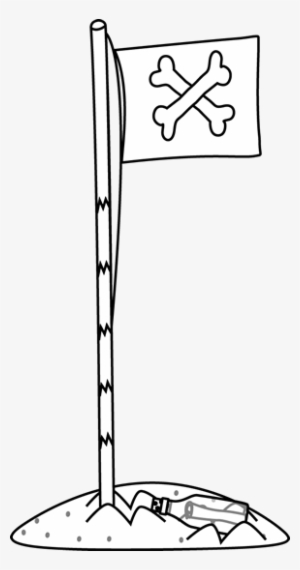 Black And White Pirate Flag In The Sand - Pirate Parrot #393486