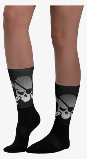 Side View Skull And Crossbones Jolly Roger Pirate Socks - Sock #394498