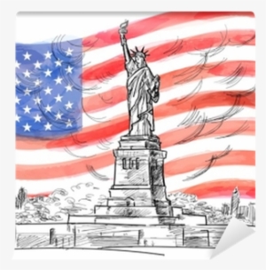 Hand Drawn Sketch Of The American Symbol Statue Of - Statue Of Liberty #397872