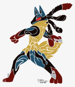 Tribal Mega Lucario Artwork By Pwnisim - Fan Art Méga Lucario #397894