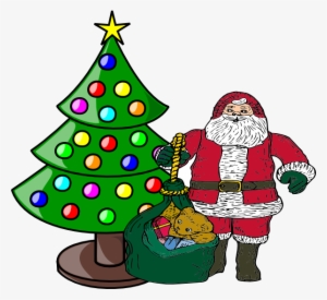 Christmas Tree With Santa Claus Clip Art At Clker - Christmas Tree And Santa Claus #398588