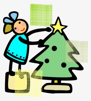 Vector Illustration Of Young Girl Places Star Decoration #398739