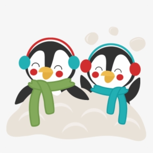 Penguins In Snow Winter Svg Scrapbook Cut File Cute - Clip Art #399146