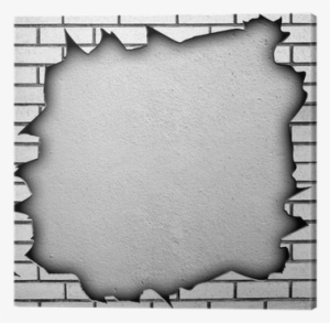 Cracked Brick Wall With Large Hole Canvas Print • Pixers® - Brick #3903012