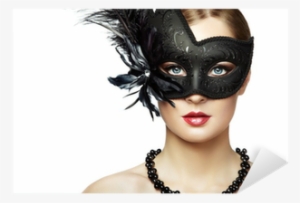 Beautiful Young Woman In Black Mysterious Venetian - Womans With Masquerade Mask #3904226