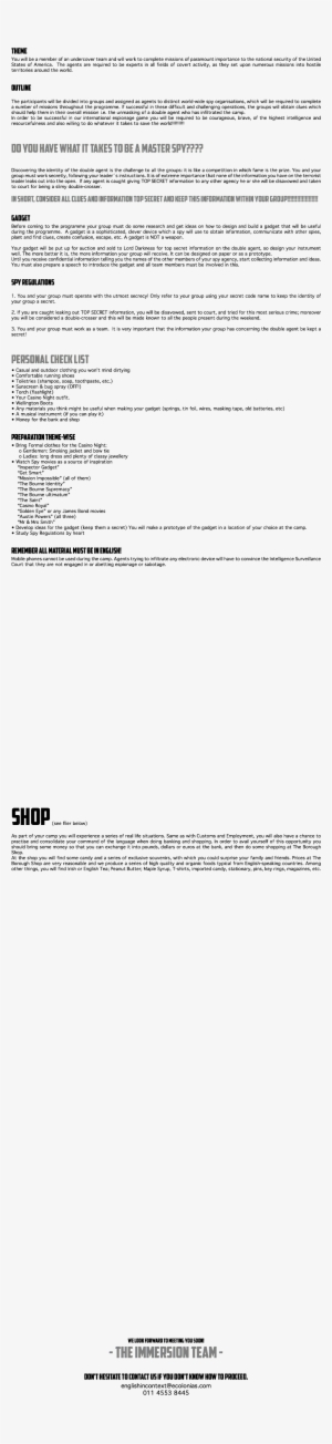 Theme You Will Be A Member Of An Undercover Team And - Document #3906253