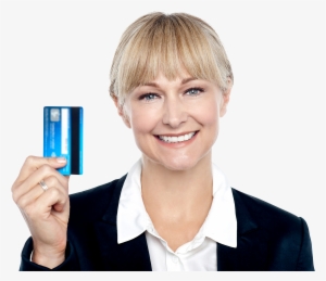 Women Holding Credit Card Png Image - Women With Bank Card #3907505