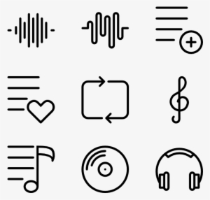 Music Icons Transparent White - Line Art #3908399